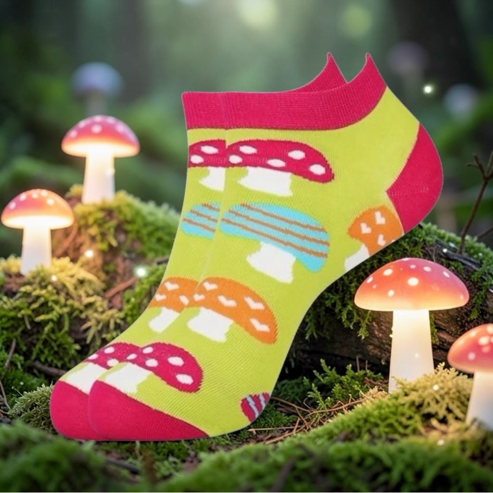 Cute Colorful Mushroom Ankle Socks, NWT